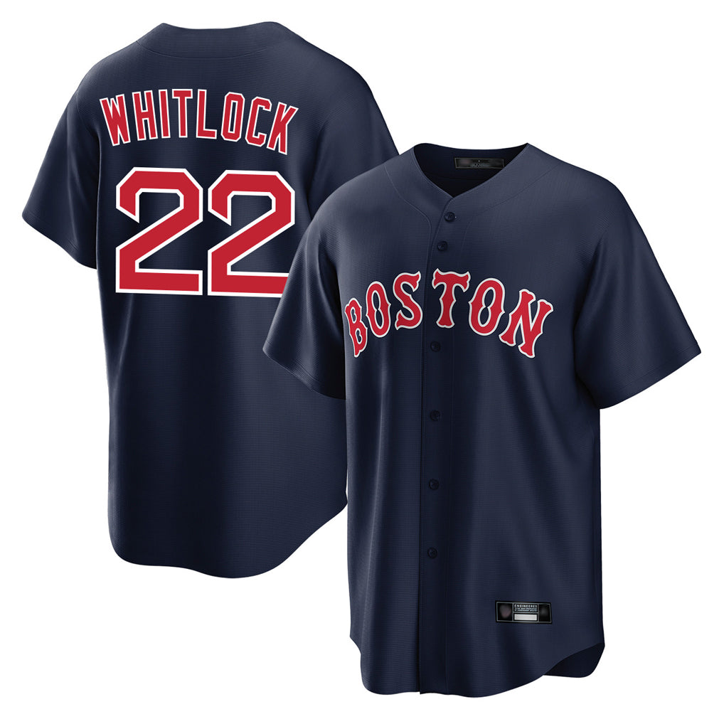 Arlishia B.Red Sox #22 Garrett Whitlock Player Navy Home Game Stitched Jerseys