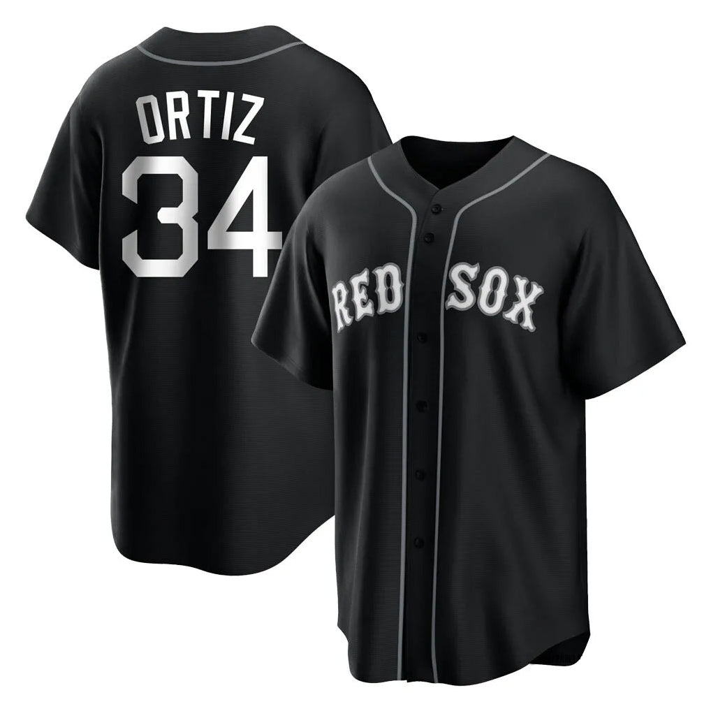 Arlishia B.Red Sox #34 David Ortiz Player Black Home Game Stitched Jerseys