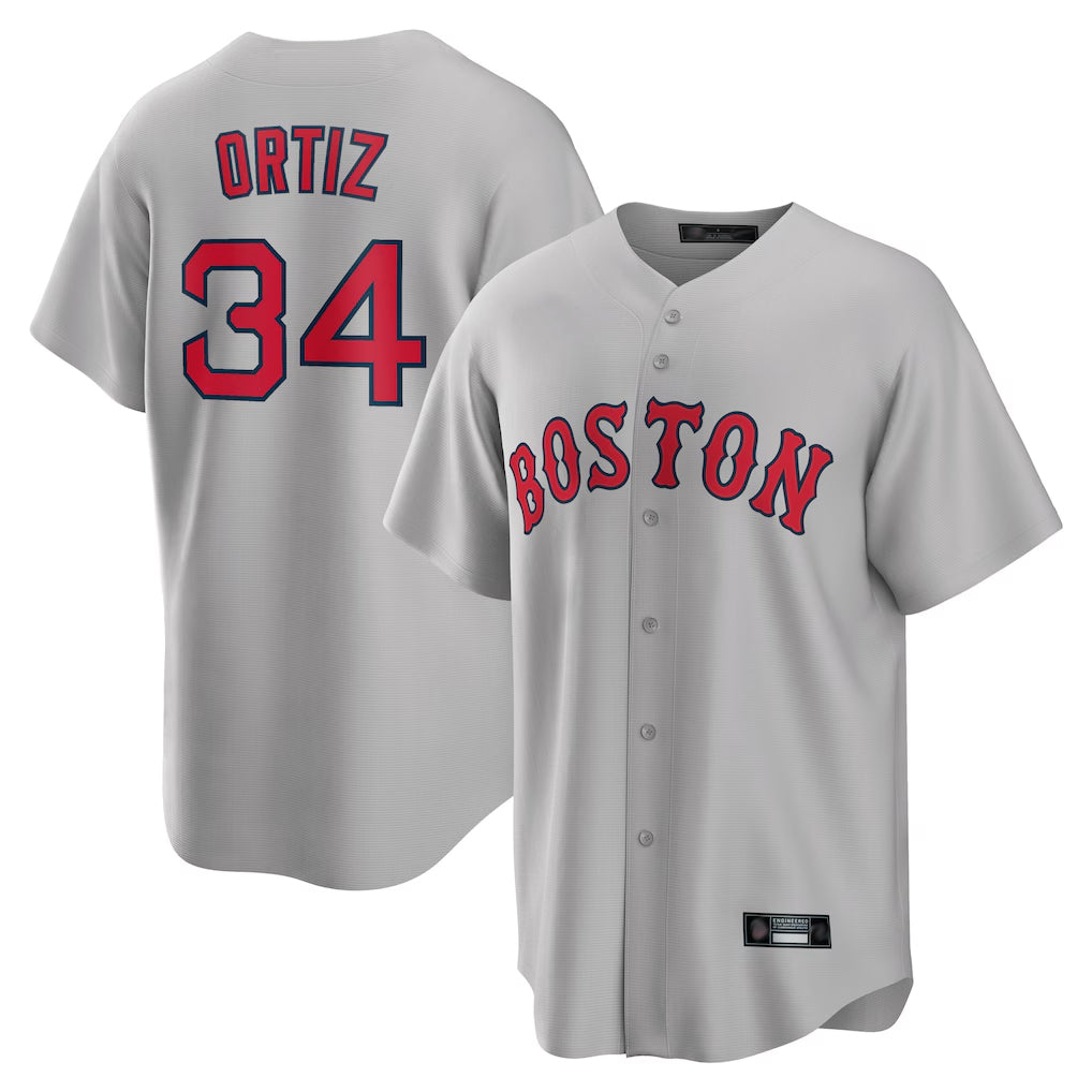 Arlishia B.Red Sox #34 David Ortiz Player Gray Road Home Game Stitched Jerseys