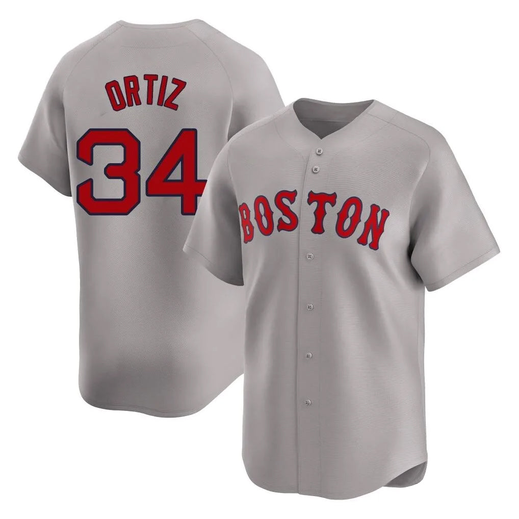 Arlishia B.Red Sox #34 David Ortiz Player Gray Road Limited Home Game Stitched Jerseys