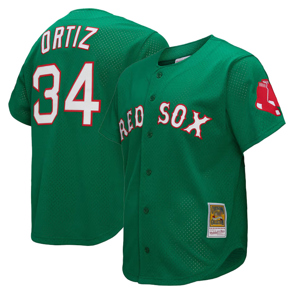 Arlishia B.Red Sox #34 David Ortiz Player Green Mitchell & Ness Cooperstown Collection Mesh Home Stitched Jerseys