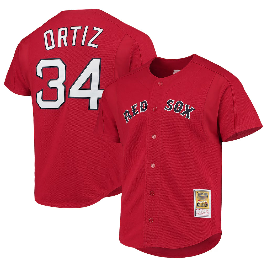 Arlishia B.Red Sox #34 David Ortiz Player Red Mitchell & Ness Cooperstown Collection Home Stitched Jerseys