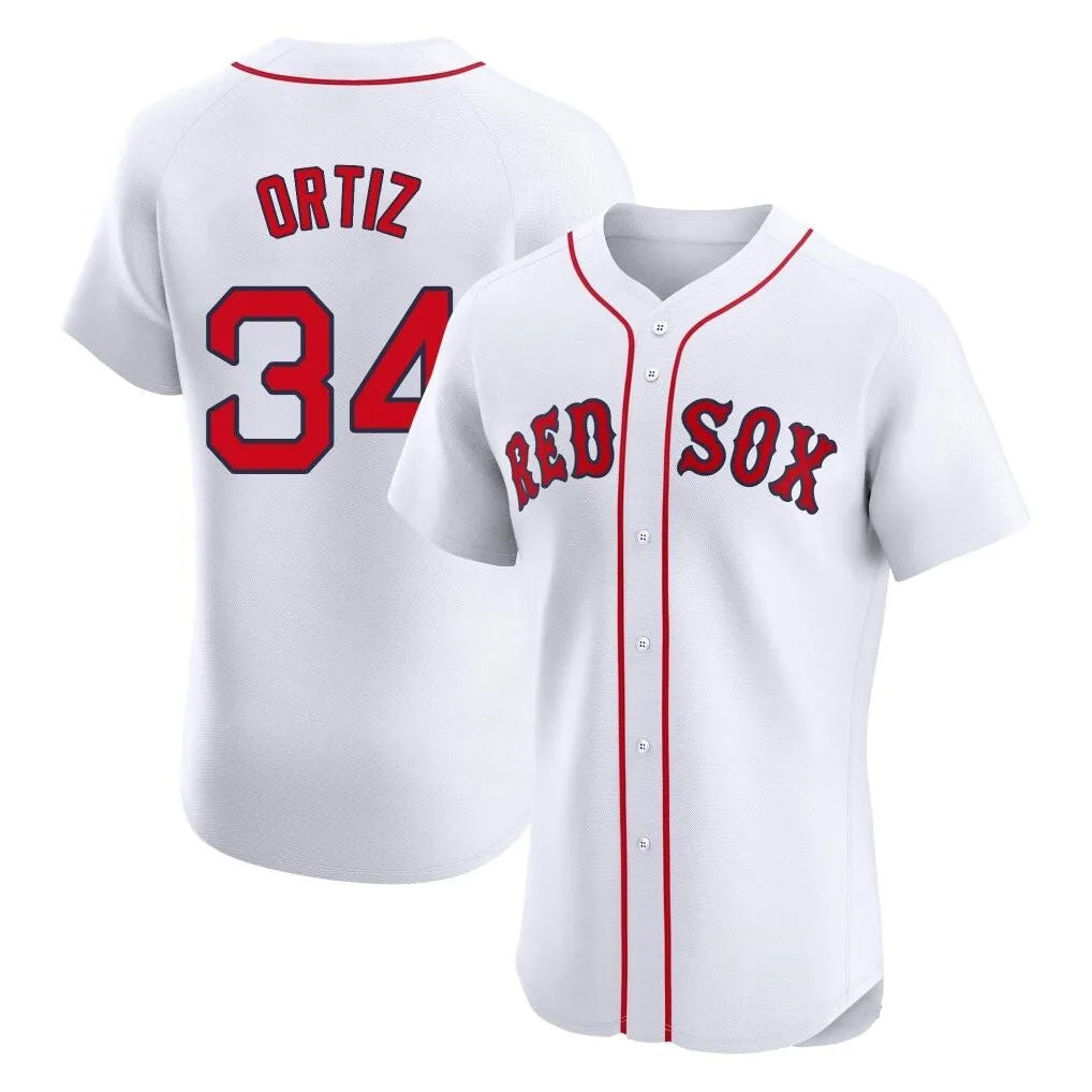 Arlishia B.Red Sox #34 David Ortiz Player White Limited Elite Home Game Stitched Jerseys