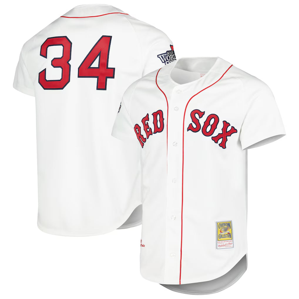 Arlishia B.Red Sox #34 David Ortiz Player White Mitchell & Ness Cooperstown Collection Mesh Home Stitched Jerseys