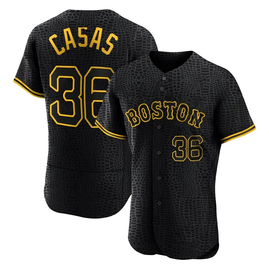Arlishia B.Red Sox #36 Triston Casas Player Black Snake Skin City Limited Elite Home Stitched Jerseys