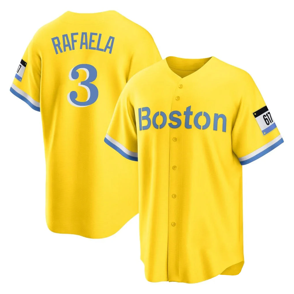 Arlishia B.Red Sox #3 Ceddanne Rafaela Player Yellow Home Game Stitched Jersey