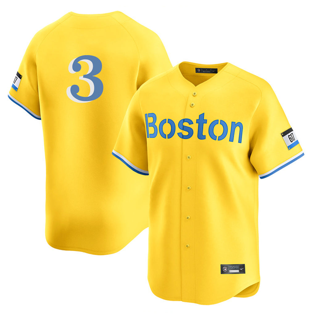 Arlishia B.Red Sox #3 Ceddanne Rafaela Player Yellow Limited Home Game Stitched Jersey
