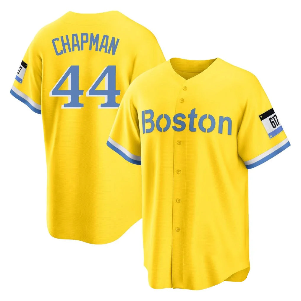 Arlishia B.Red Sox #44 Aroldis Chapman Player Yellow Home Game Stitched Jerseys