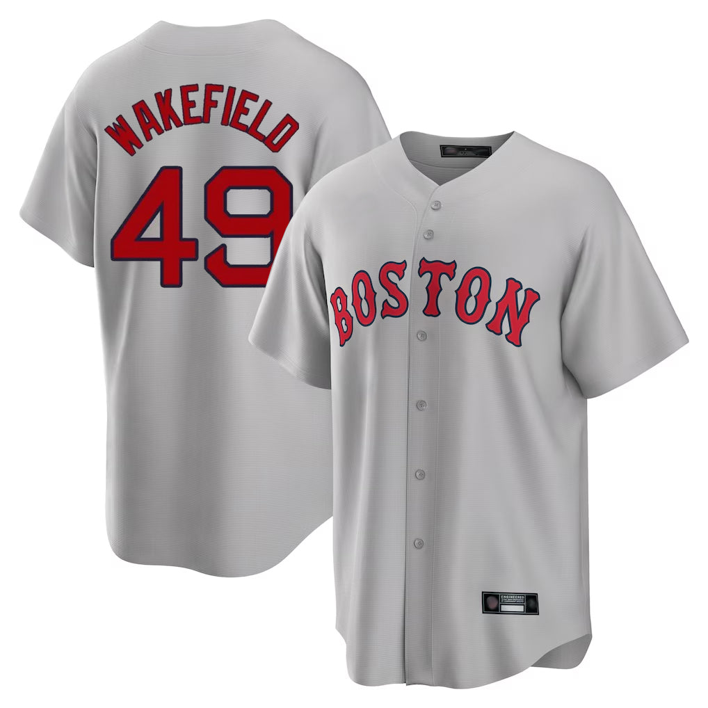 Arlishia B.Red Sox #49 Tim Wakefield Player Gray Road Home Game Stitched Jerseys