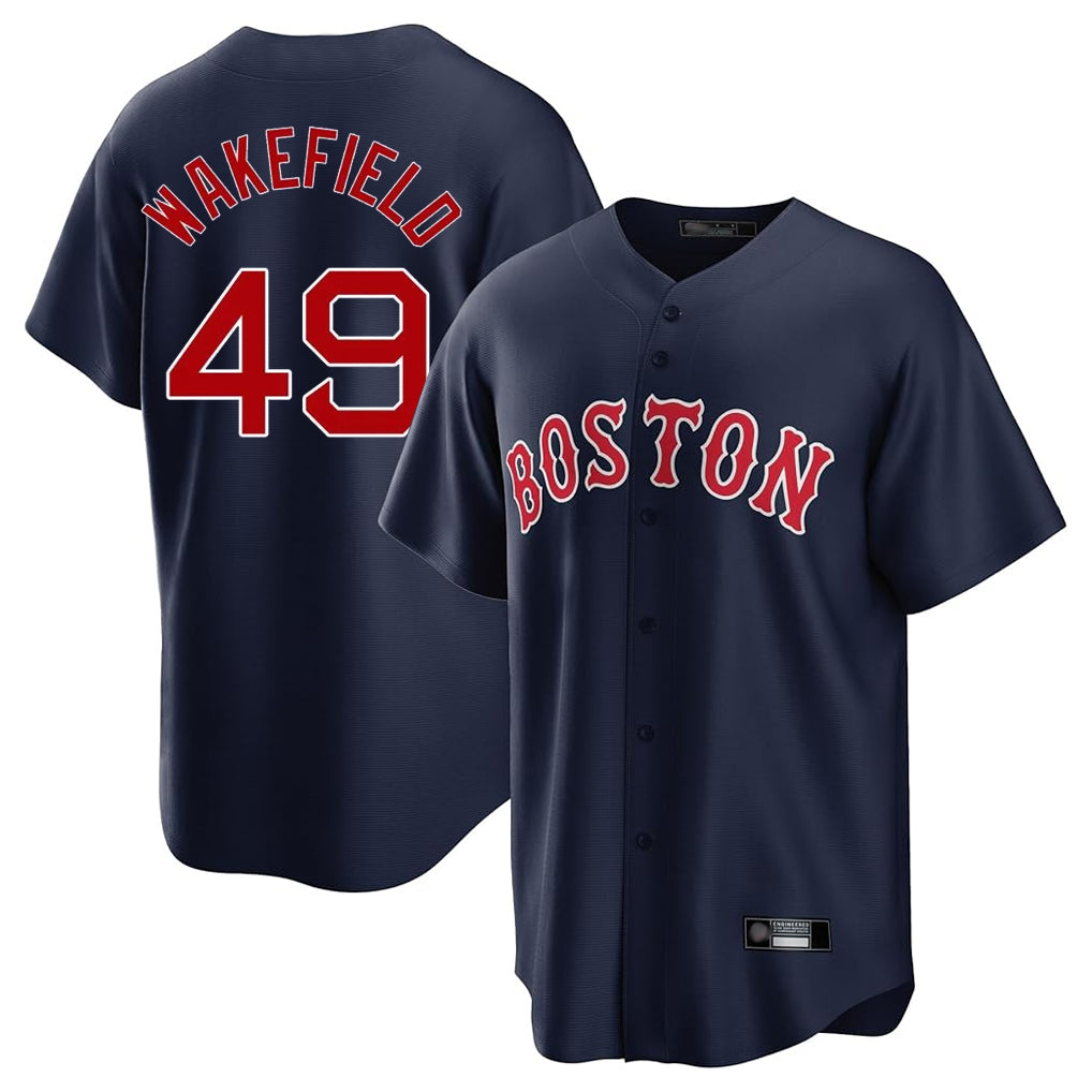 Arlishia B.Red Sox #49 Tim Wakefield Player Navy Home Game Stitched Jerseys