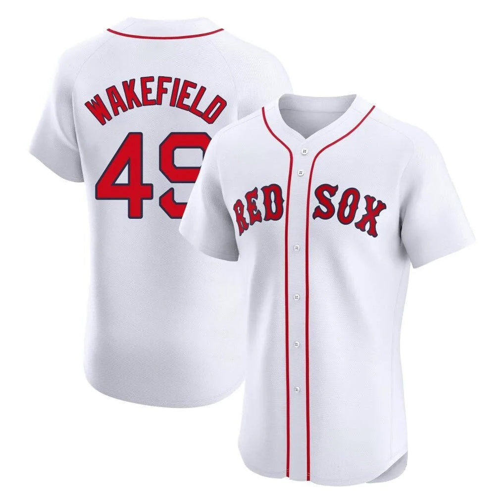 Arlishia B.Red Sox #49 Tim Wakefield Player White Limited Elite Home Game Stitched Jerseys