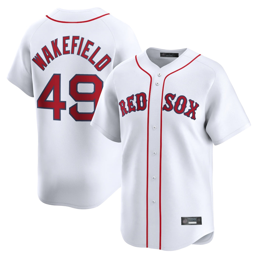 Arlishia B.Red Sox #49 Tim Wakefield Player White Limited Home Game Stitched Jerseys