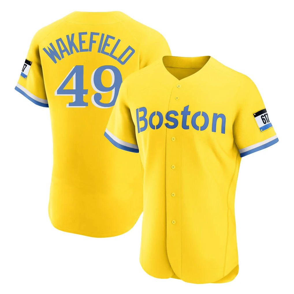 Arlishia B.Red Sox #49 Tim Wakefield Player Yellow Limited Elite Home Game Stitched Jerseys