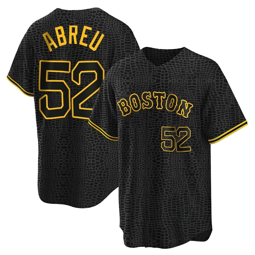 Arlishia B.Red Sox #52 Wilyer Abreu Player Black Snake Skin City Home Game Stitched Jerseys