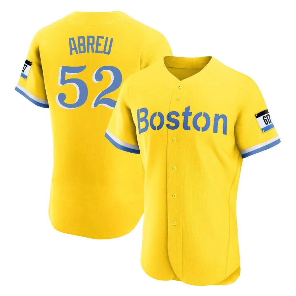 Arlishia B.Red Sox #52 Wilyer Abreu Player Yellow Limited Elite Home Game Stitched Jerseys
