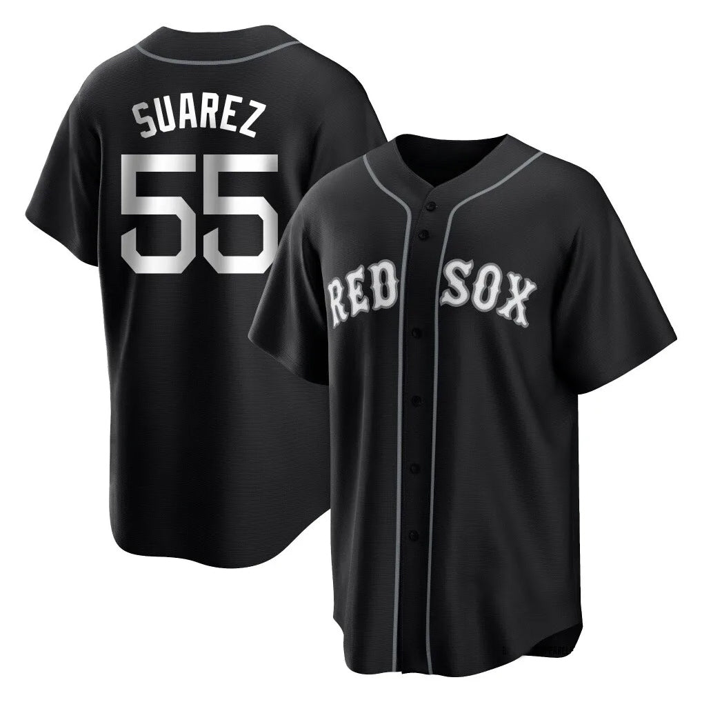 Arlishia B.Red Sox #55 Ranger Su¨¢rez Player Black Home Game Stitched Jerseys