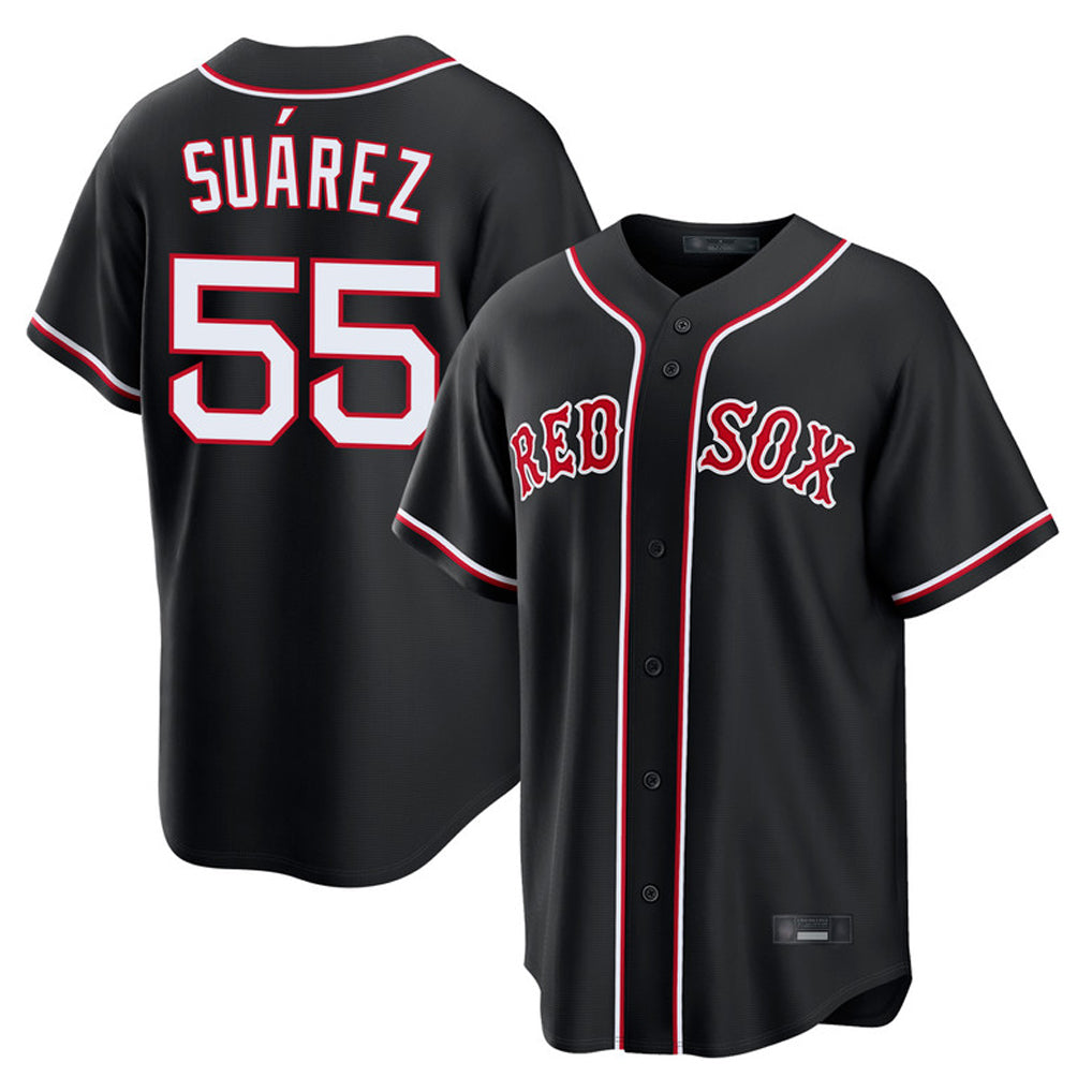 Arlishia B.Red Sox #55 Ranger Su¨¢rez Player Black Out Home Game Stitched Jerseys