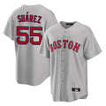 Arlishia B.Red Sox #55 Ranger Su¨¢rez Player Gray Road Home Game Stitched Jerseys