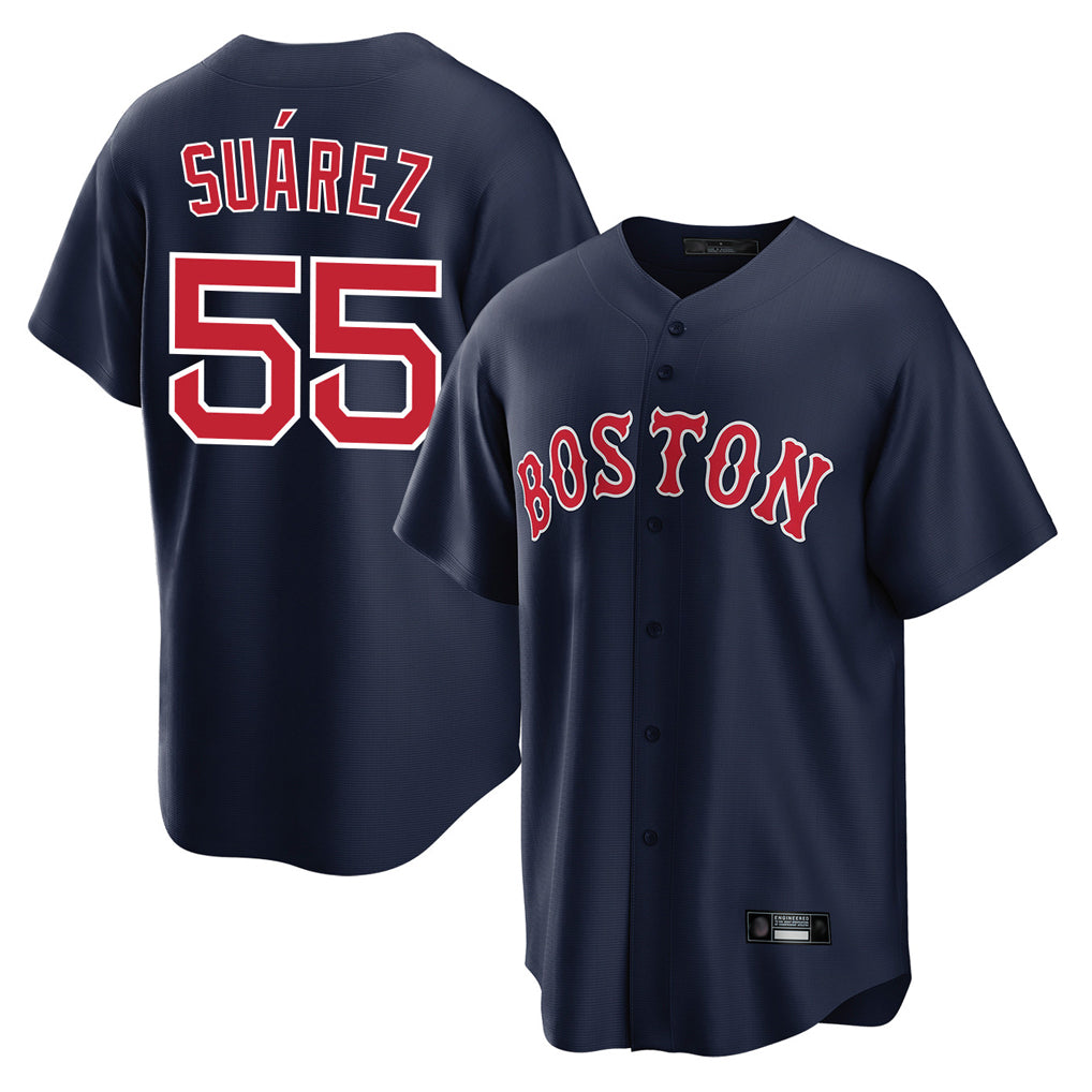 Arlishia B.Red Sox #55 Ranger Su¨¢rez Player Navy Home Game Stitched Jerseys