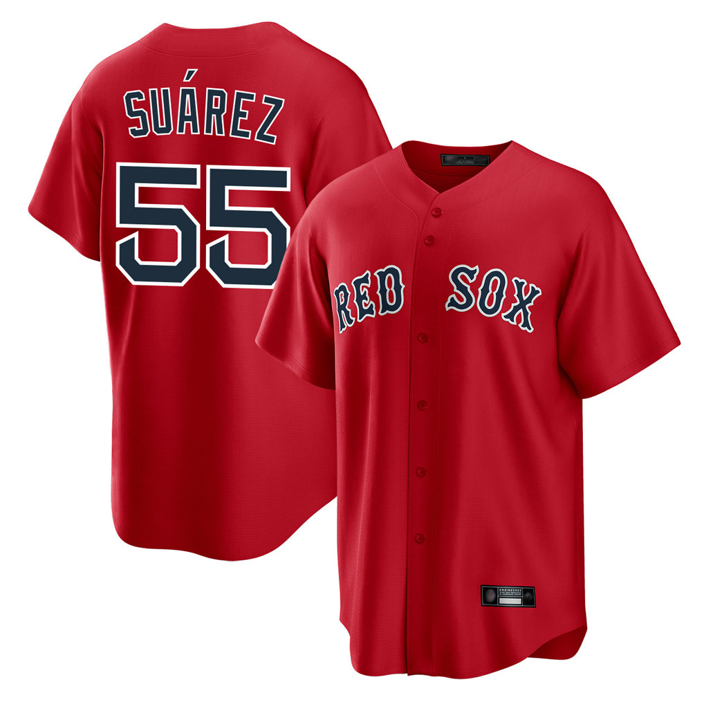 Arlishia B.Red Sox #55 Ranger Su¨¢rez Player Red Home Game Stitched Jerseys