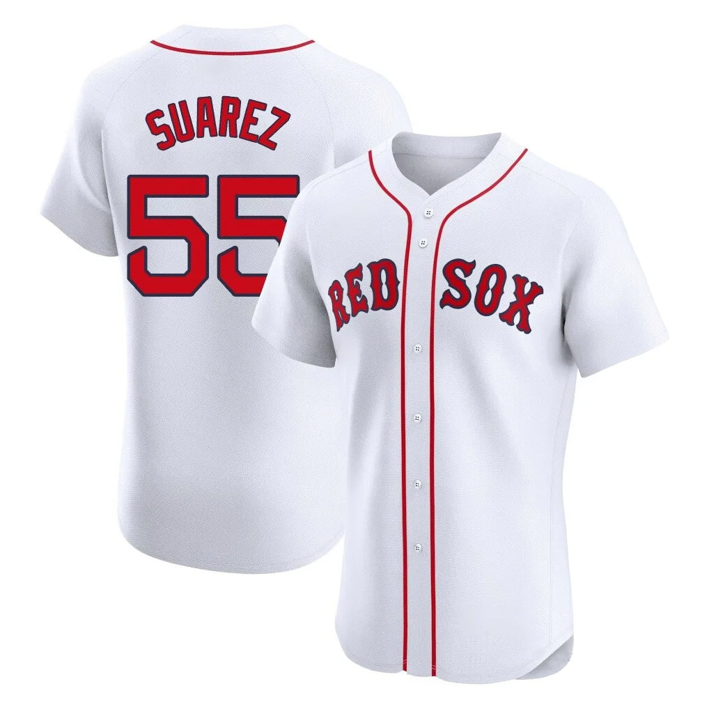 Arlishia B.Red Sox #55 Ranger Su¨¢rez Player White Limited Elite Home Game Stitched Jerseys