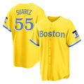Arlishia B.Red Sox #55 Ranger Su¨¢rez Player Yellow Home Game Stitched Jerseys