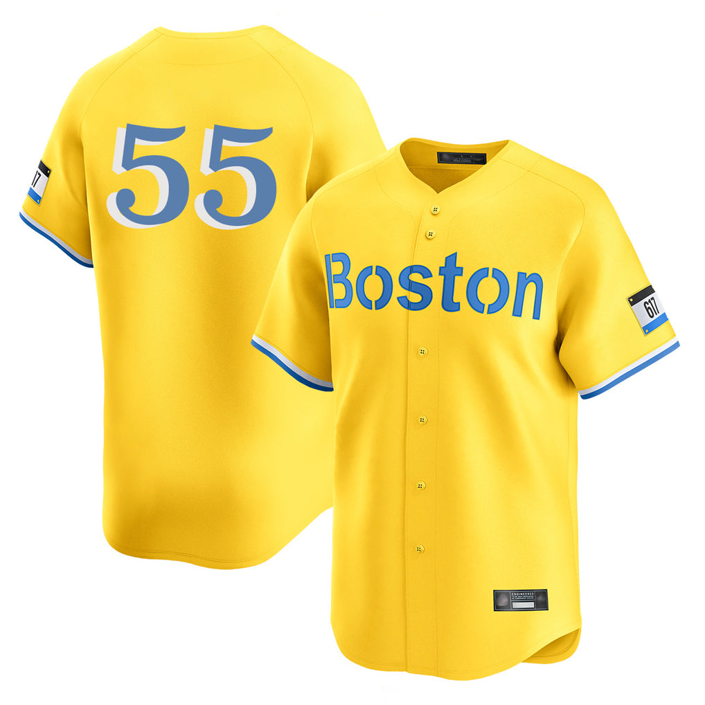 Arlishia B.Red Sox #55 Ranger Su¨¢rez Player Yellow Limited Home Game Stitched Jerseys