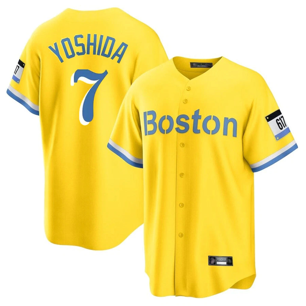 Arlishia B.Red Sox #7 Masataka Yoshida Player Yellow Home Game Stitched Jersey