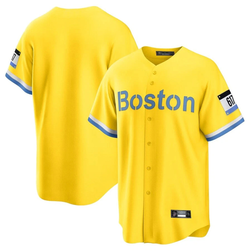 Arlishia B.Red Sox Blank Player Yellow Home Game Stitched Jerseys