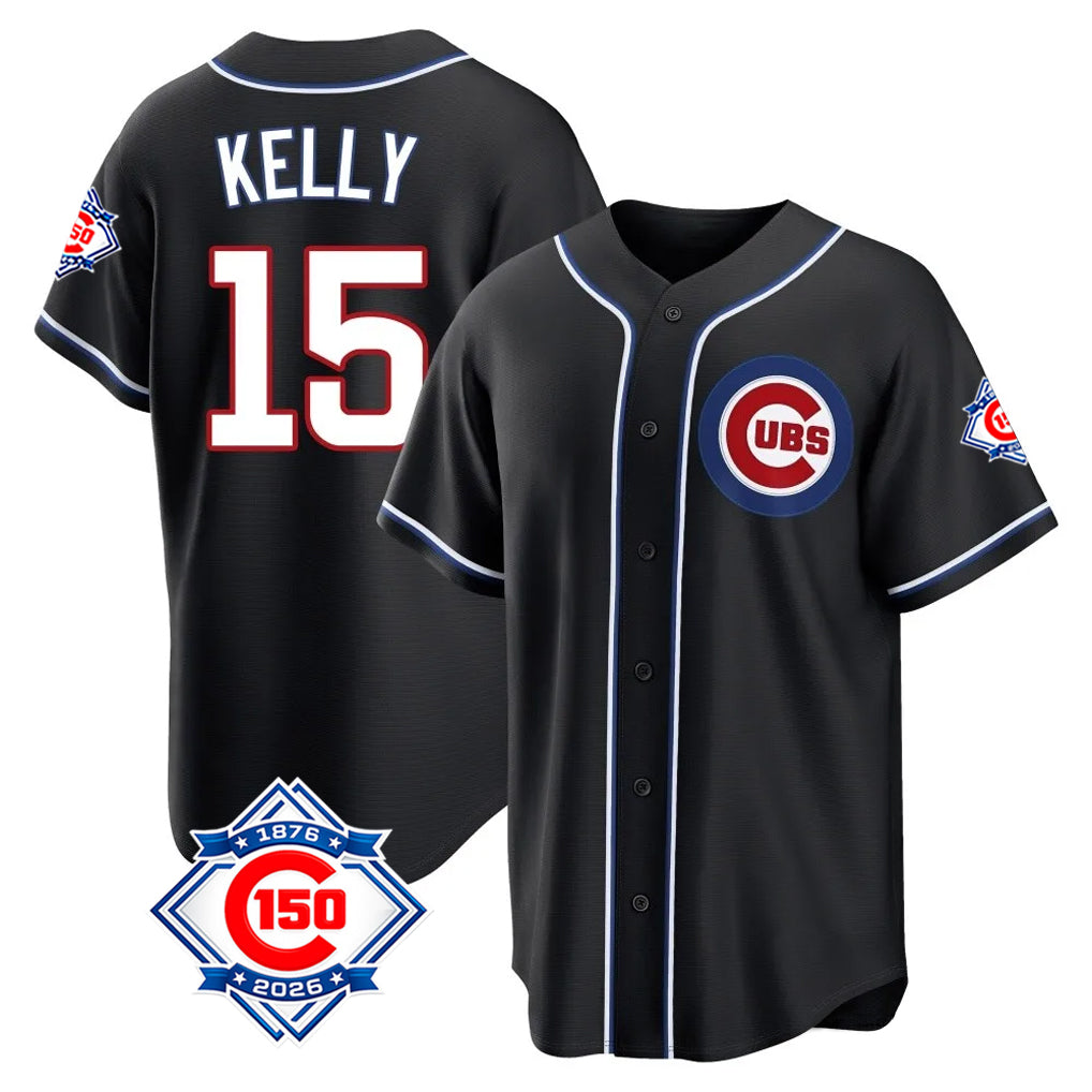 Arlishia C.Cubs #15 Carson Kelly Player Black Fashion Out 150th Anniversary Game Stitched Jerseys