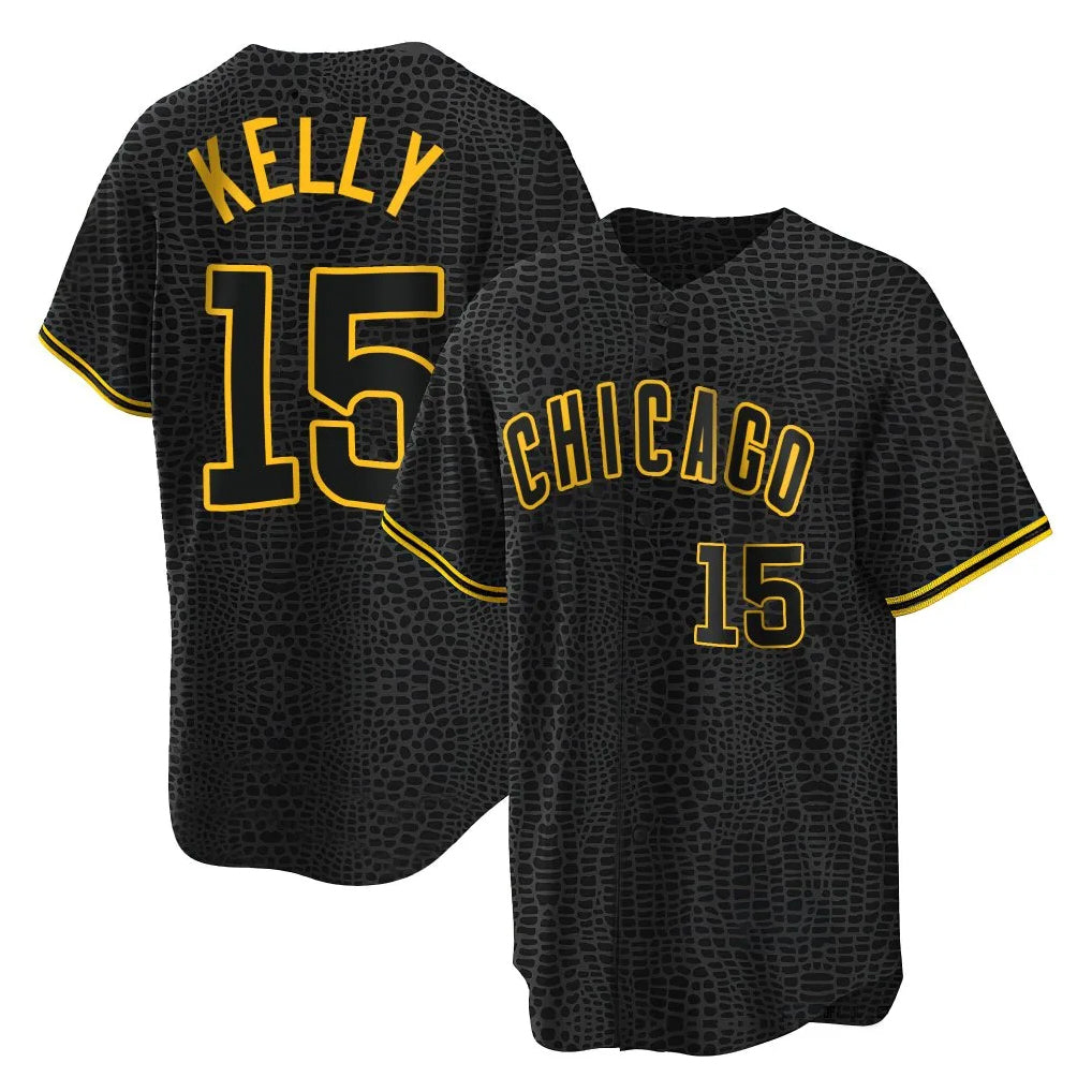 Arlishia C.Cubs #15 Carson Kelly Player Black Snake Skin City Game Stitched Jerseys