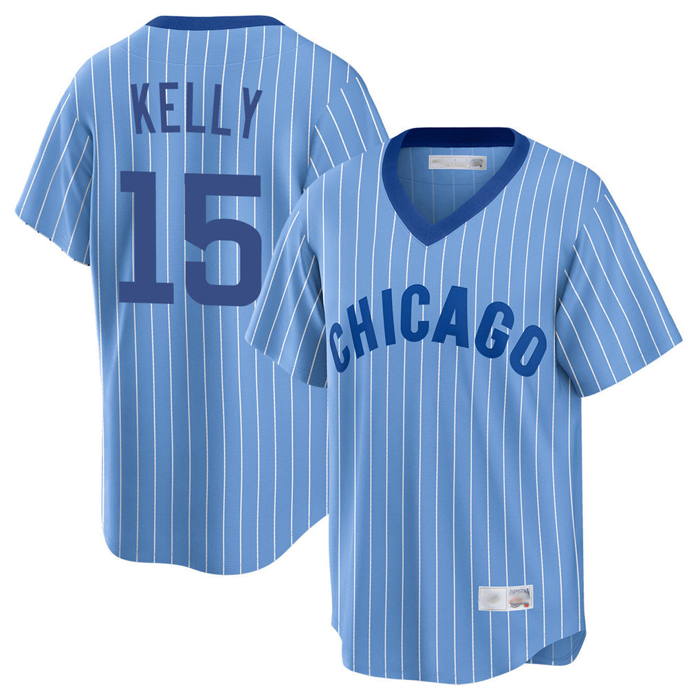 Arlishia C.Cubs #15 Carson Kelly Player Blue T-shirt Cooperstown Collection Limited Stitched Jerseys