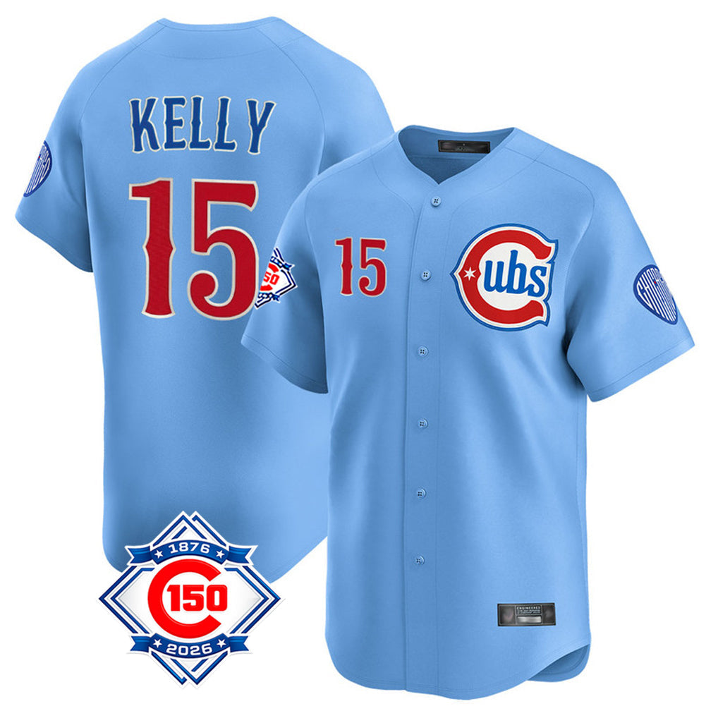 Arlishia C.Cubs #15 Carson Kelly Player Light Blue 150th Anniversary Limited Home Stitched Jerseys