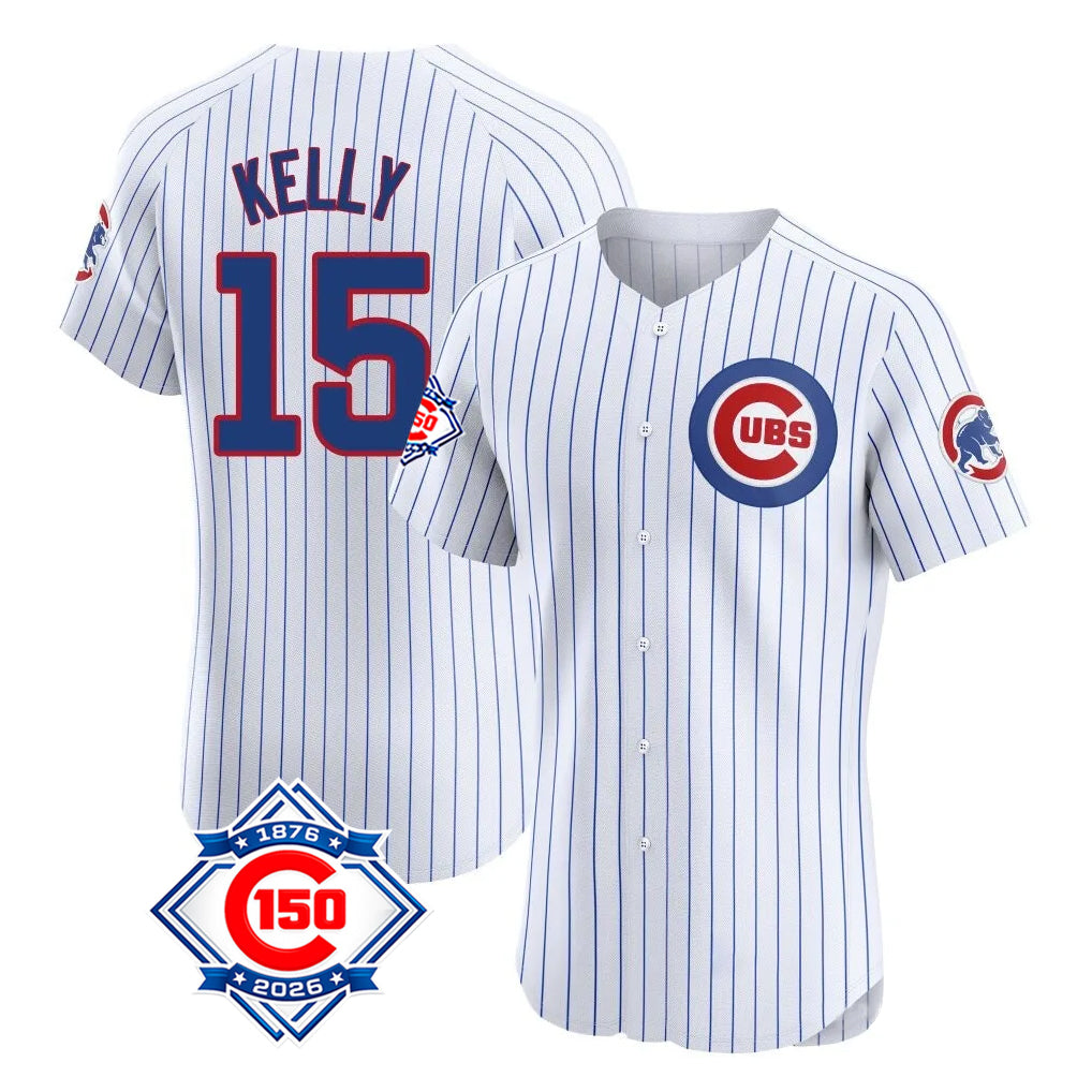 Arlishia C.Cubs #15 Carson Kelly Player White 150th Anniversary Limited Elite Home Game Stitched Jerseys