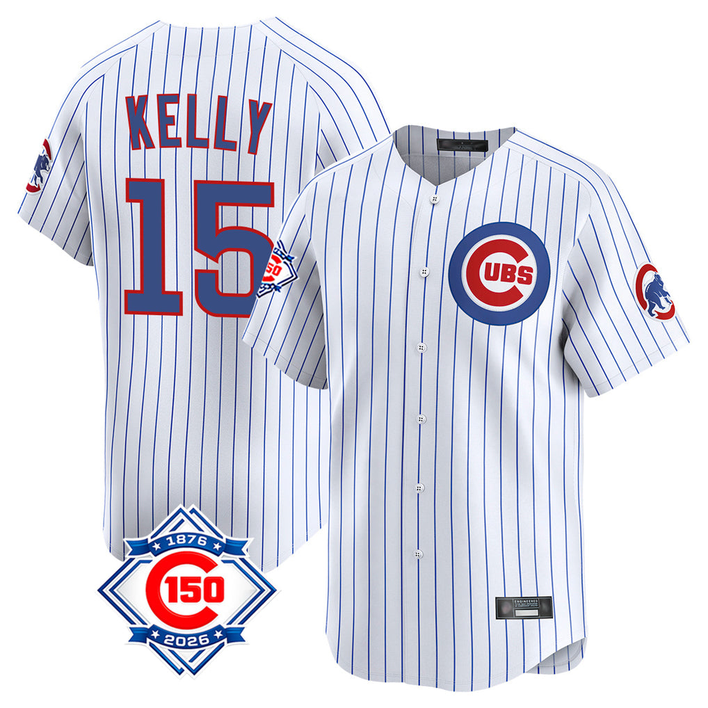 Arlishia C.Cubs #15 Carson Kelly Player White 150th Anniversary Limited Home Game Stitched Jerseys