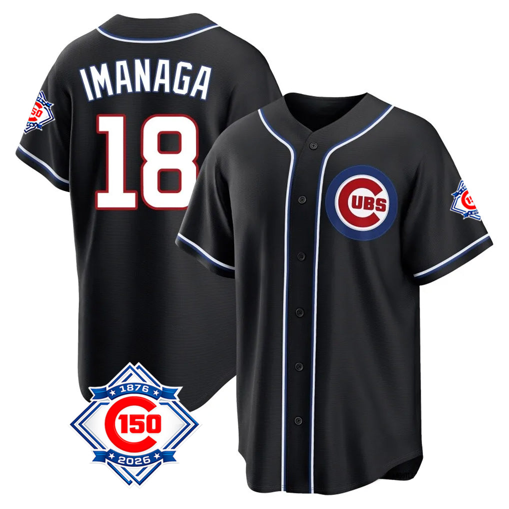 Arlishia C.Cubs #18 Shota Imanaga Player Black Fashion Out 150th Anniversary Game Stitched Jerseys