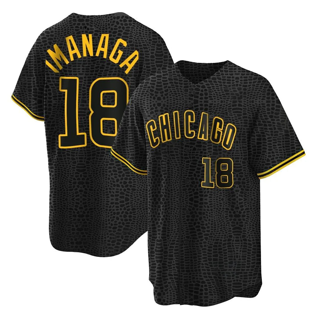 Arlishia C.Cubs #18 Shota Imanaga Player Black Snake Skin City Game Stitched Jerseys