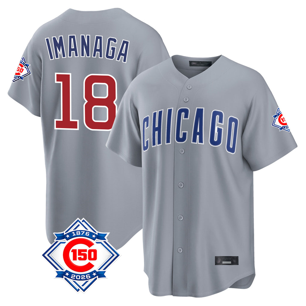 Arlishia C.Cubs #18 Shota Imanaga Player Gray 150th Anniversary Home Game Stitched Jerseys
