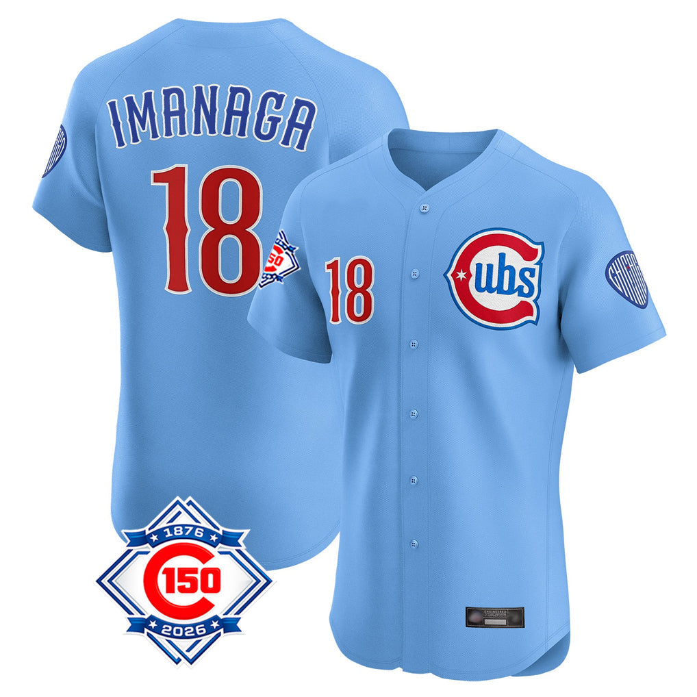 Arlishia C.Cubs #18 Shota Imanaga Player Light Blue 150th Anniversary Limited Elite Home Stitched Jerseys