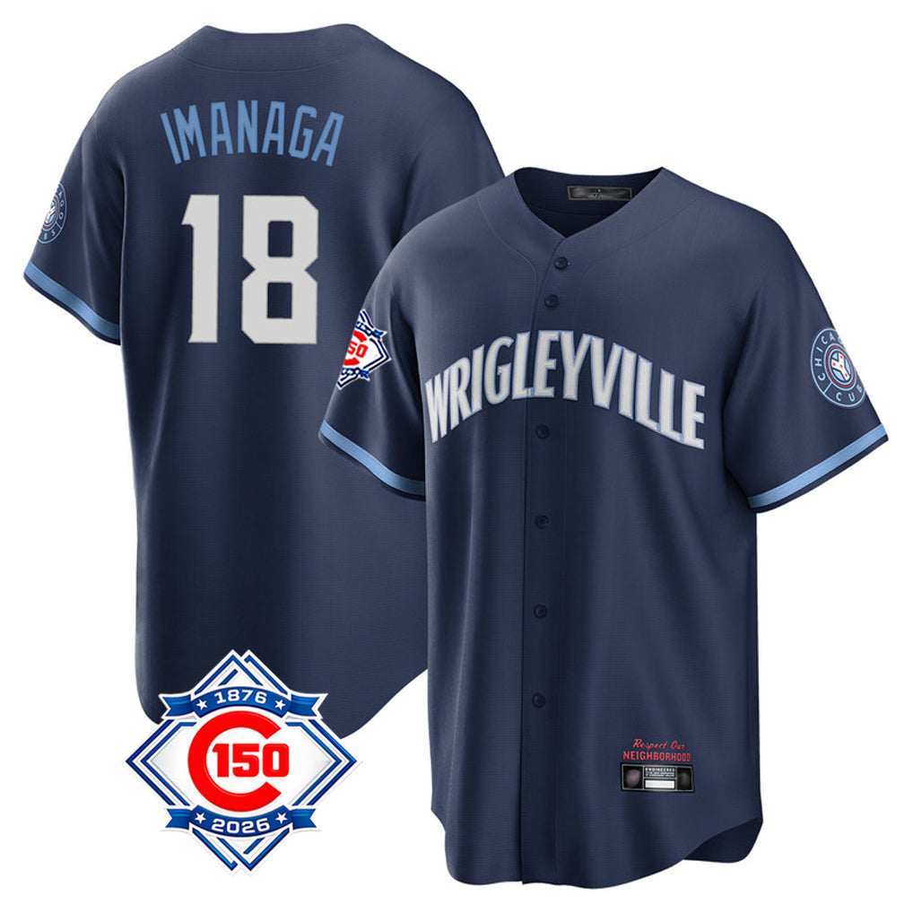 Arlishia C.Cubs #18 Shota Imanaga Player Navy 150th Anniversary City Connect Home Game Stitched Jerseys