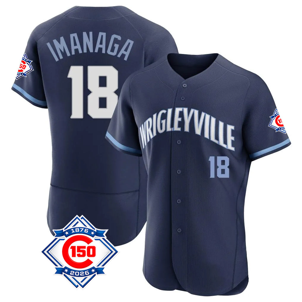 Arlishia C.Cubs #18 Shota Imanaga Player Navy City Connect 150th Anniversary Limited Elite Home Stitched Jerseys