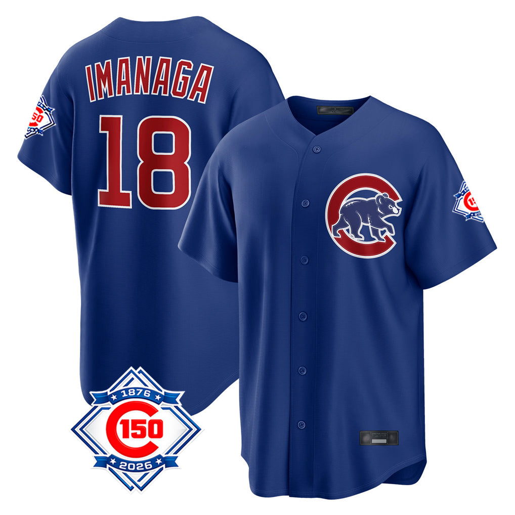 Arlishia C.Cubs #18 Shota Imanaga Player Royal 150th Anniversary Home Game Stitched Jerseys