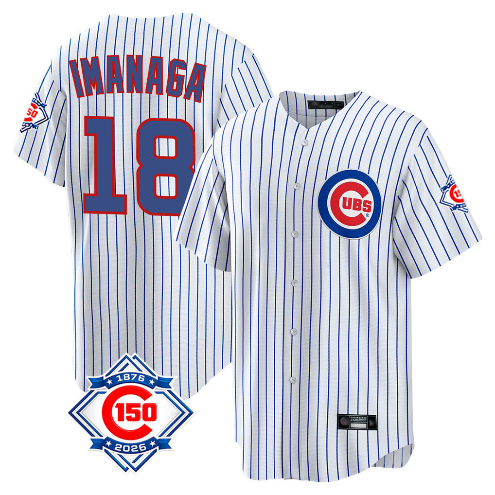 Arlishia C.Cubs #18 Shota Imanaga Player White 150th Anniversary Home Game Stitched Jerseys