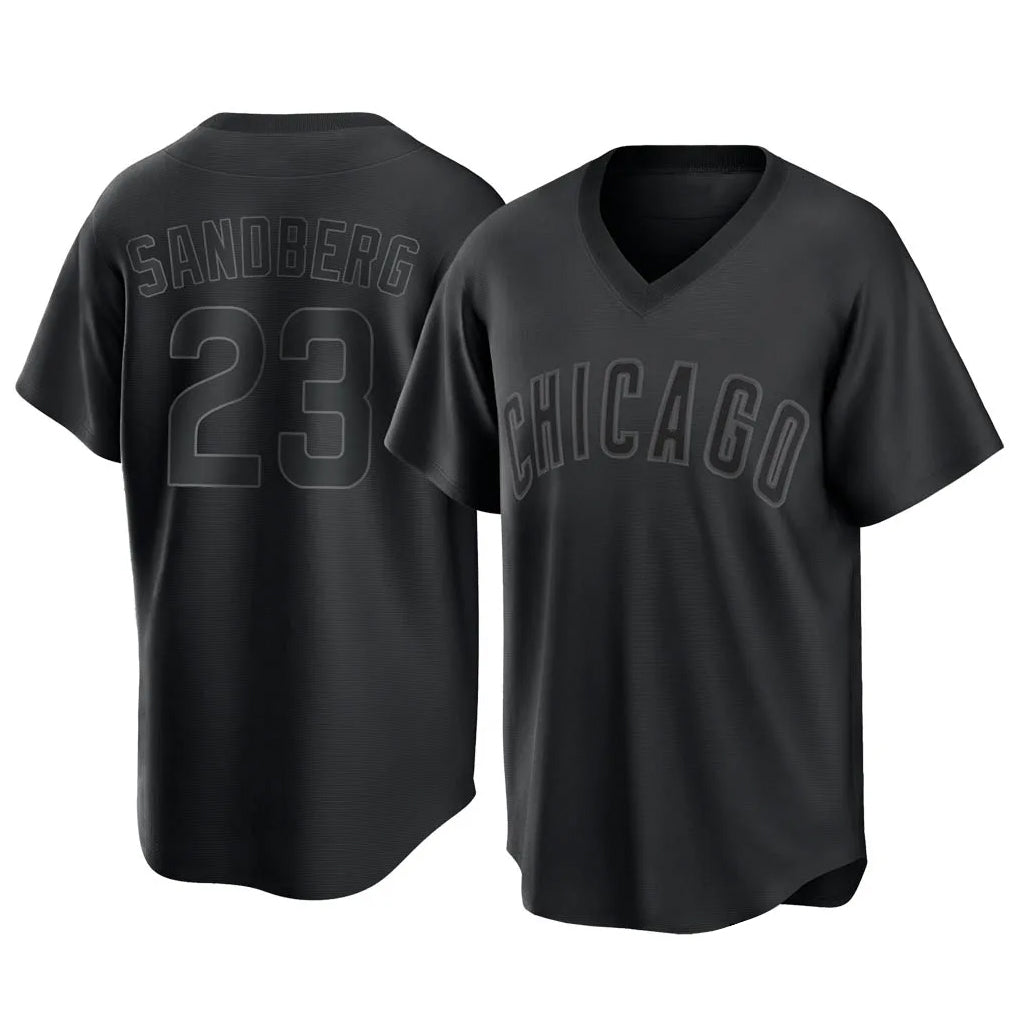 Arlishia C.Cubs #23 Ryne Sandberg Player Black T-shirt Home Game Stitched Jerseys