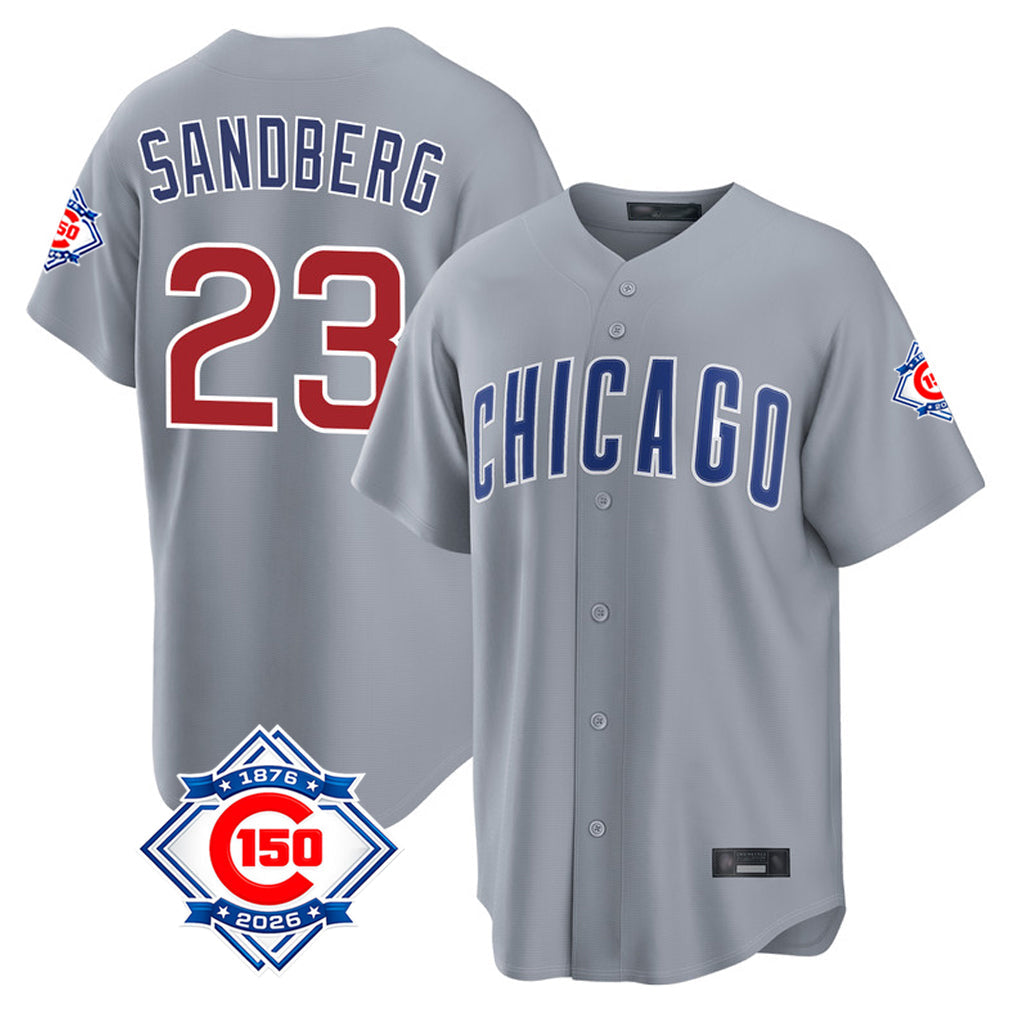 Arlishia C.Cubs #23 Ryne Sandberg Player Gray 150th Anniversary Home Game Stitched Jerseys