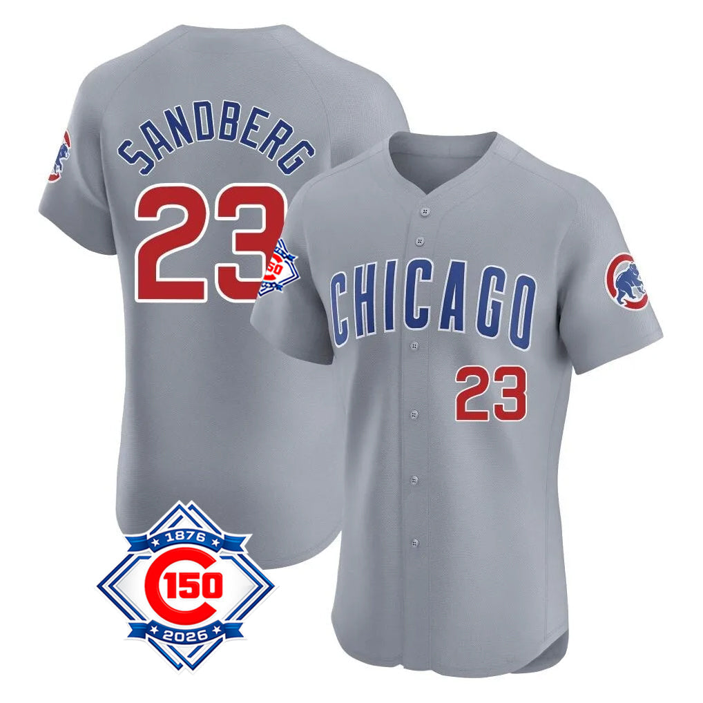 Arlishia C.Cubs #23 Ryne Sandberg Player Gray Road 150th Anniversary Limited Elite Home Stitched Jerseys