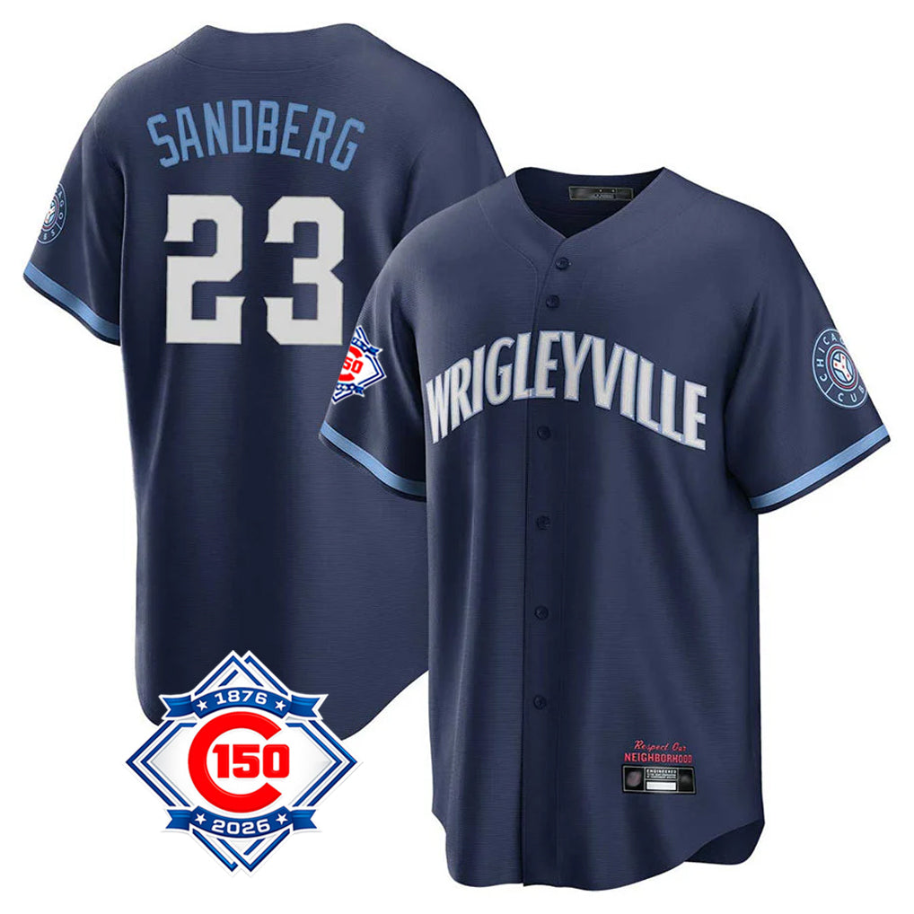 Arlishia C.Cubs #23 Ryne Sandberg Player Navy 150th Anniversary City Connect Home Game Stitched Jerseys
