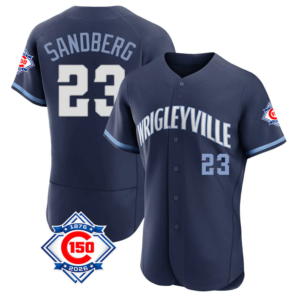 Arlishia C.Cubs #23 Ryne Sandberg Player Navy City Connect 150th Anniversary Limited Elite Home Stitched Jerseys