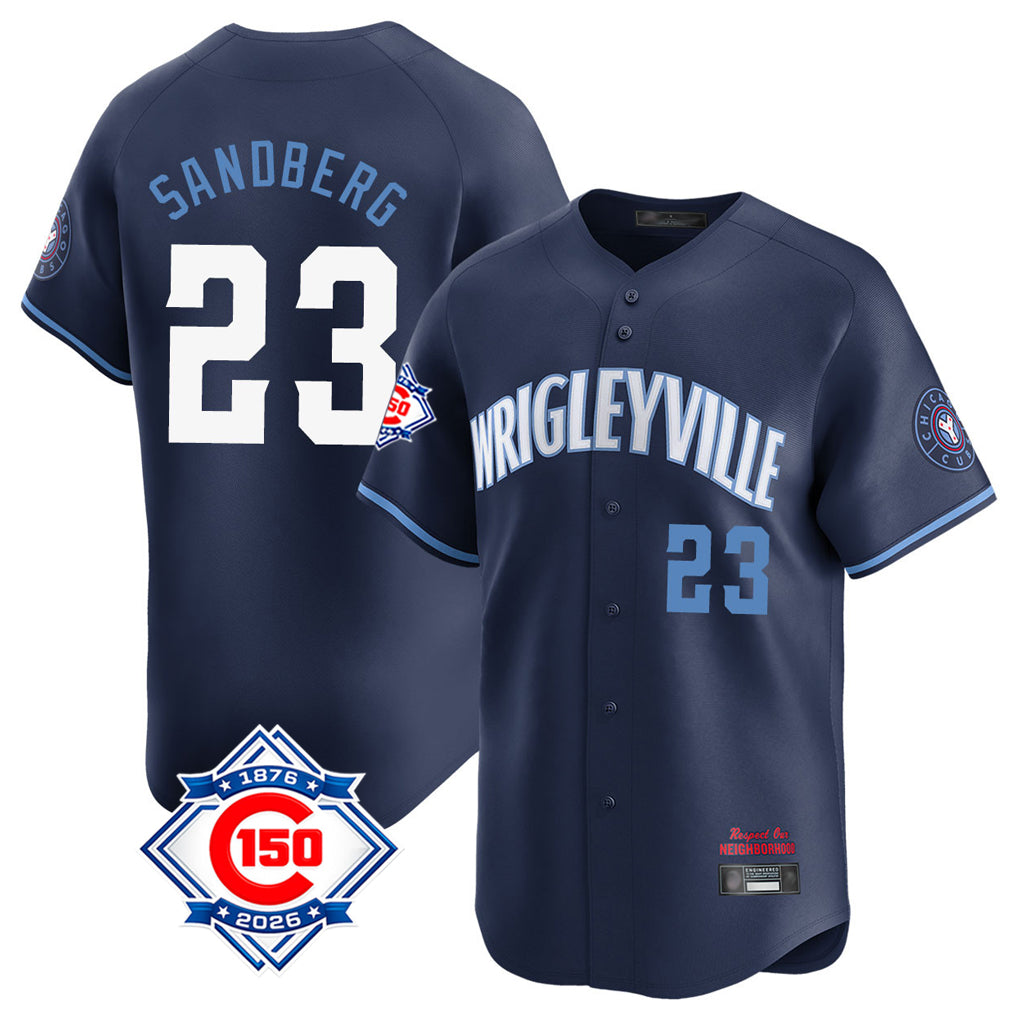 Arlishia C.Cubs #23 Ryne Sandberg Player Navy City Connect 150th Anniversary Limited Home Stitched Jerseys