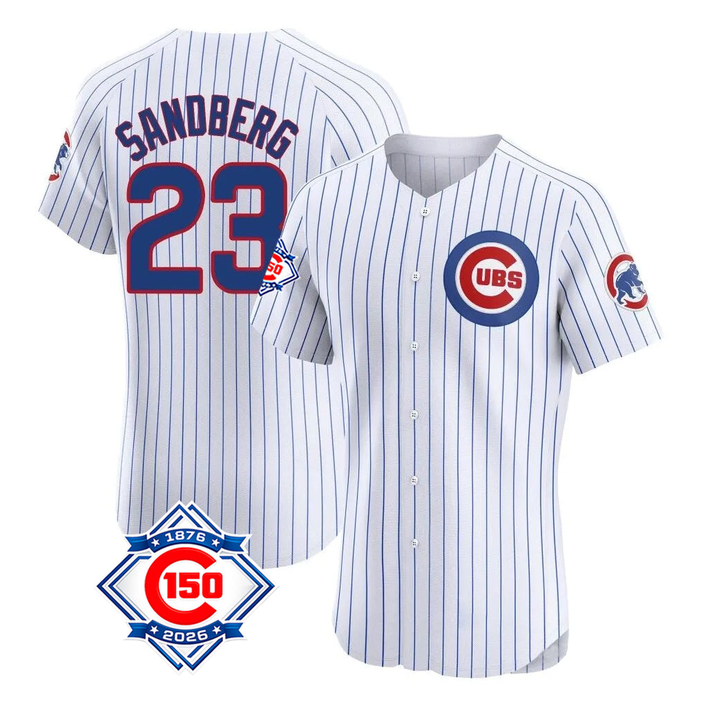 Arlishia C.Cubs #23 Ryne Sandberg Player White 150th Anniversary Limited Elite Home Game Stitched Jerseys